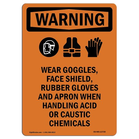 Signmission OSHA WARNING Sign, Wear Goggles Face W/ Symbol, 24in X 18in Rigid Plastic, 18" W, 24" H, Portrait OS-WS-P-1824-V-13730
